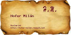 Hofer Milán névjegykártya