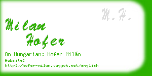 milan hofer business card